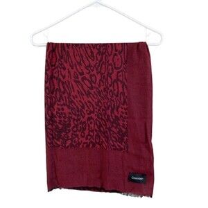 Calvin Klein Scarf Womens Animal Print Rectancular Red